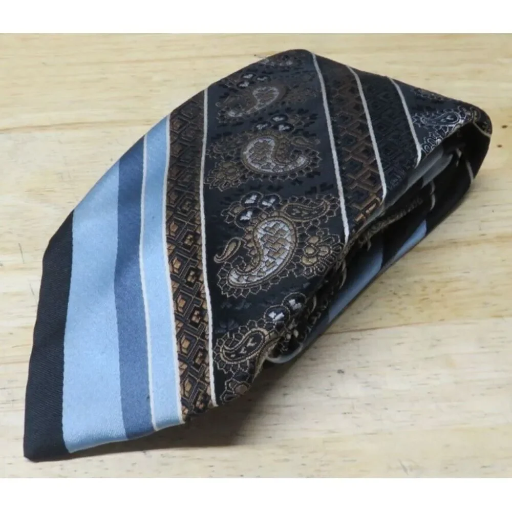 Lily Dache Silk Neck Tie‎ Paisley Striped Multicolor Geometric Silk Necktie Mens